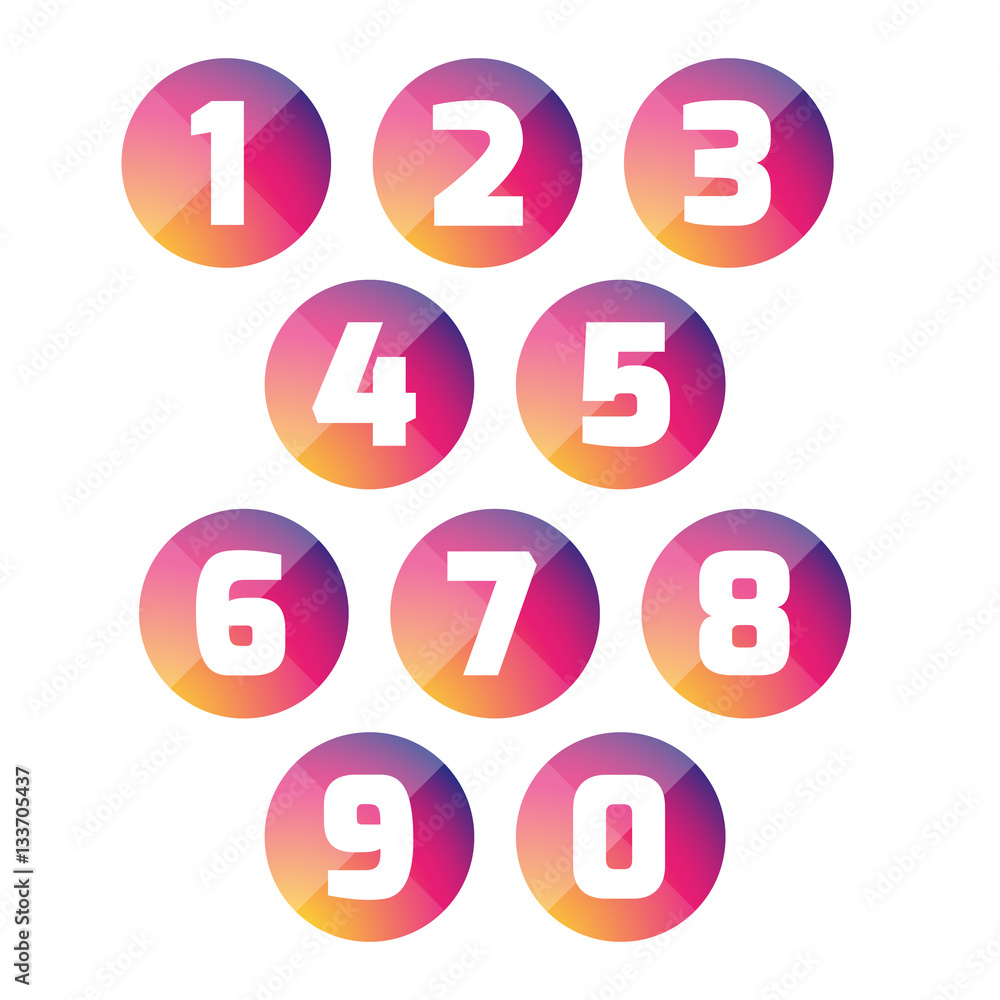 Number set vector button Number set vector button