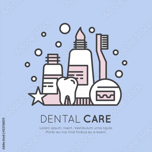 Isolated Vector Style Illustration Logo Badge or Dental Care and Disease, Treatment Concept
