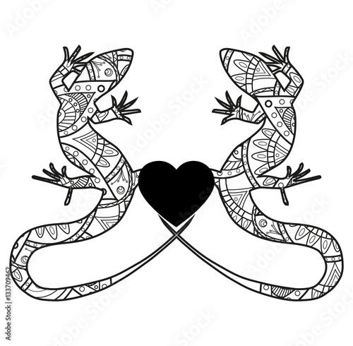 Vector illustration of lizards mandala, lucertole mandala vettoriali