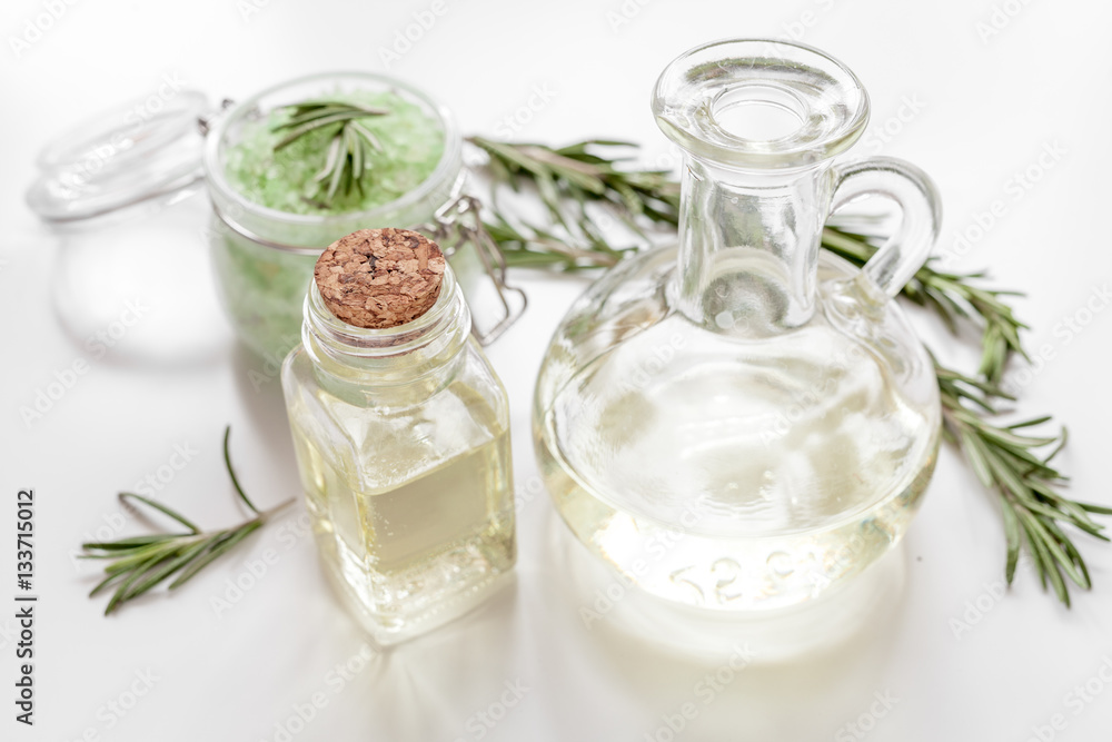 organic cosmetics with extracts of herbs rosemary on white background organic cosmetics with extracts of herbs rosemary on white background