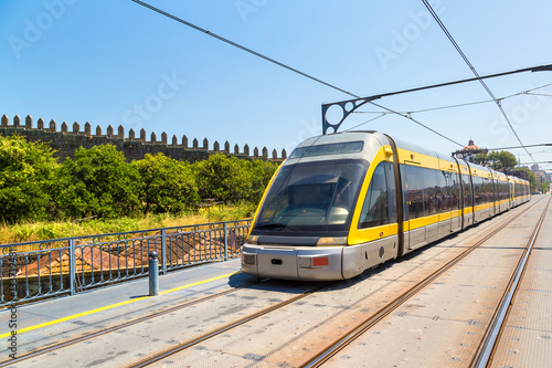 Modern metro train in Porto