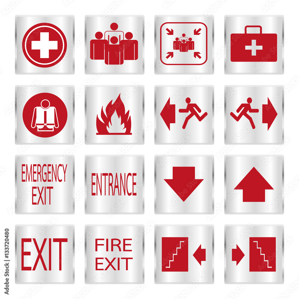 Metalic safety sign set Metalic safety sign set