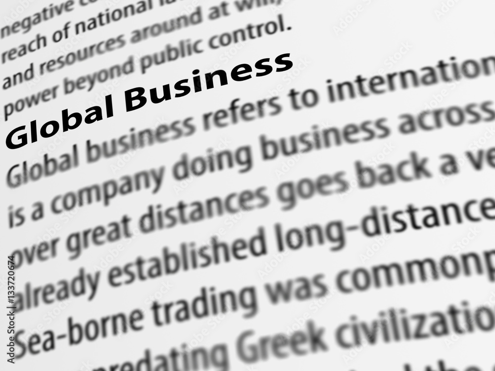 3d, definition of the word Global Business on white paper. 3d, definition of the word Global Business on white paper.