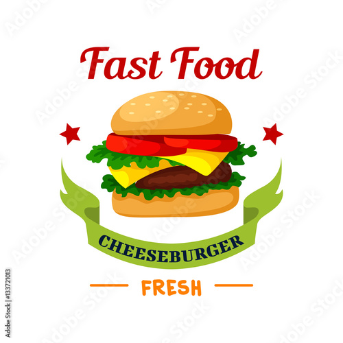 Cheeseburger Fast Food burger vector emblem