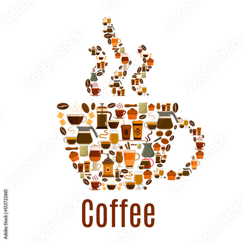 Coffee steamy cup symbol poster