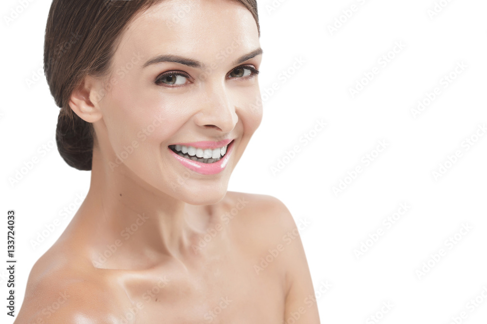 beautiful smile of young model with natural make up beautiful smile of young model with natural make up