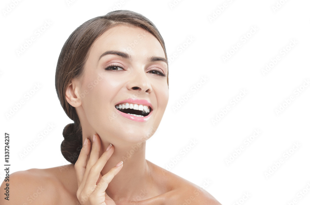 beautiful model with natural make up laughing beautiful model with natural make up laughing