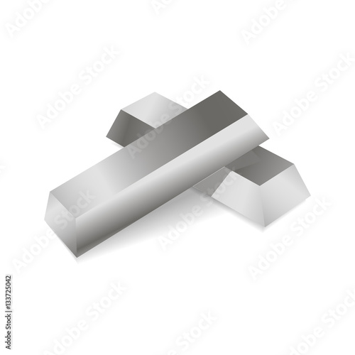 Realistic silver ingots. Vector illustration