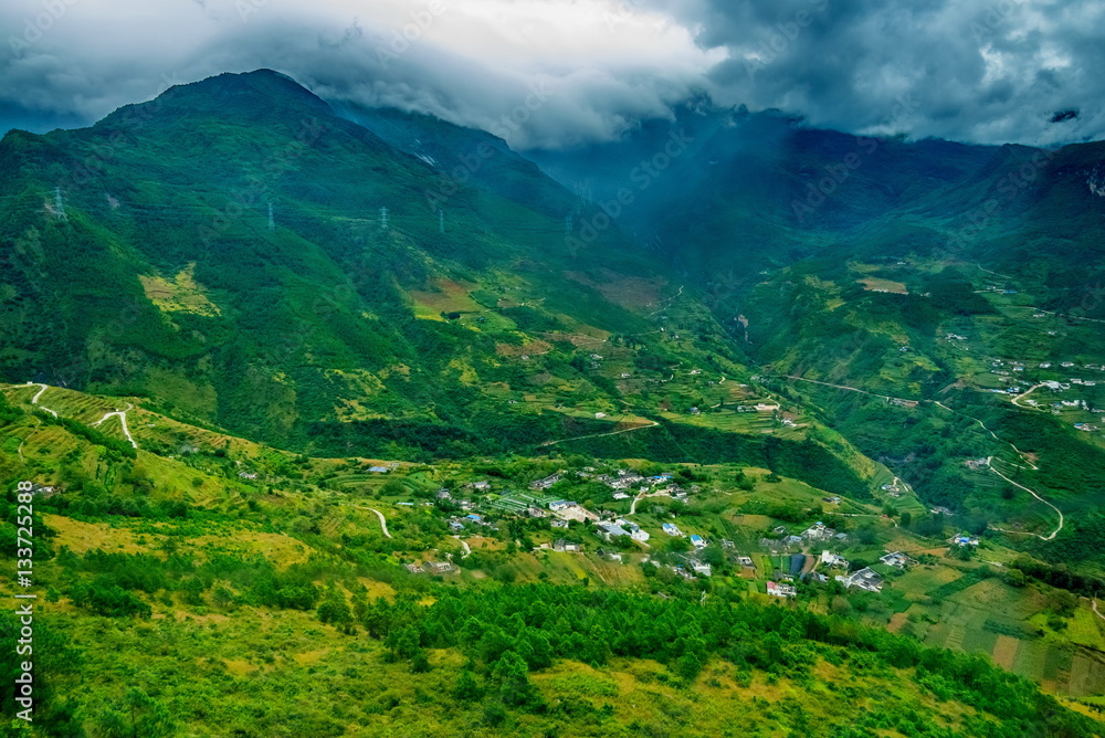 aerial view of the countryside in the Valley, China aerial view of the countryside in the Valley, China