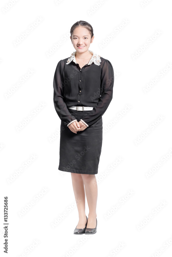 Portrait of a beautiful asian girl smiling. Isolated full body Portrait of a beautiful asian girl smiling. Isolated full body