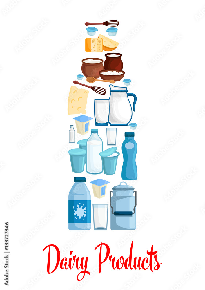 Milk bottle of vector dairy products Stock Vector | Adobe Stock