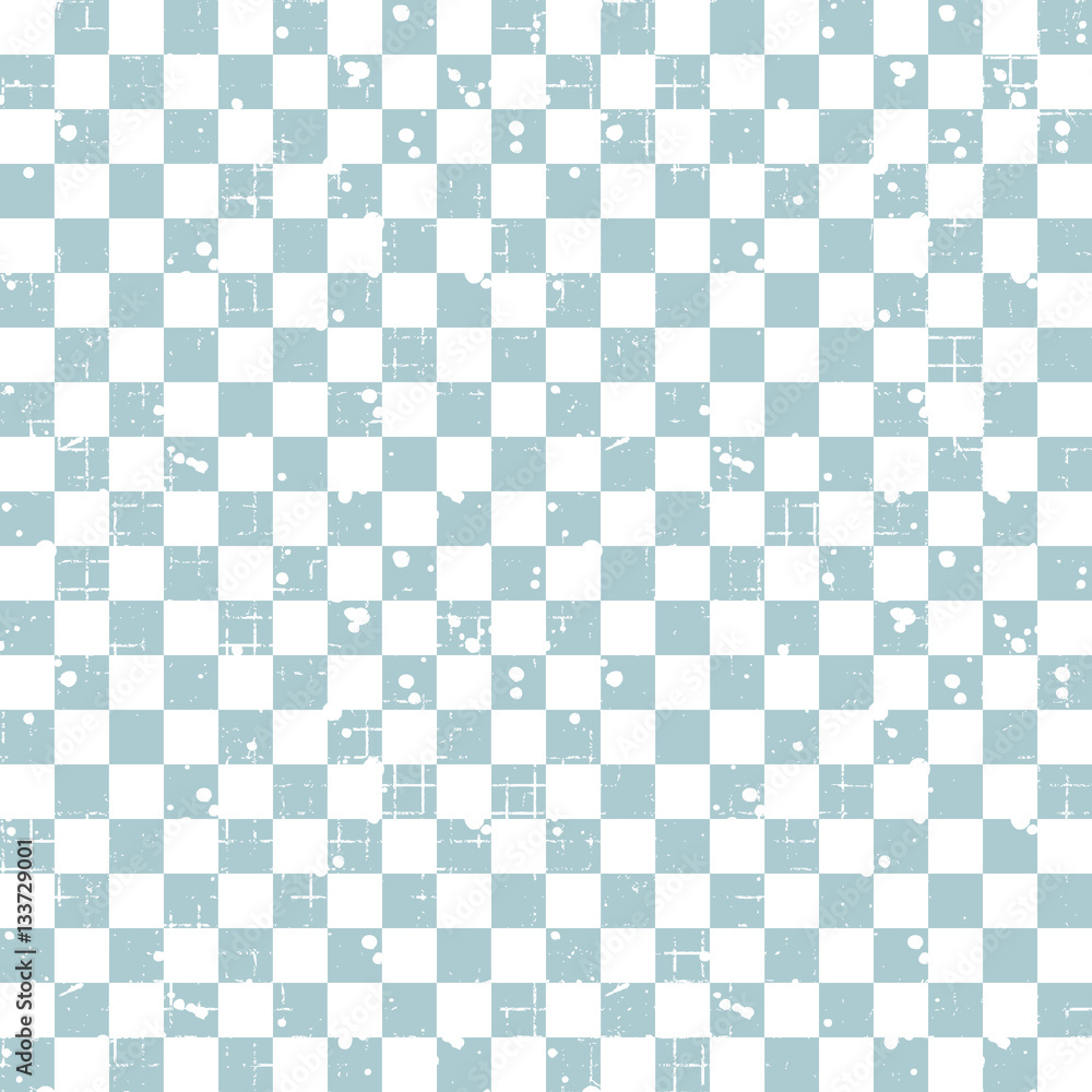 Seamless vector pattern. Blue geometric checkered brown background with squares. Grunge texture with attrition, cracks and ambrosia. Old style vintage design. Graphic illustration. Seamless vector pattern. Blue geometric checkered brown background with squares. Grunge texture with attrition, cracks and ambrosia. Old style vintage design. Graphic illustration.