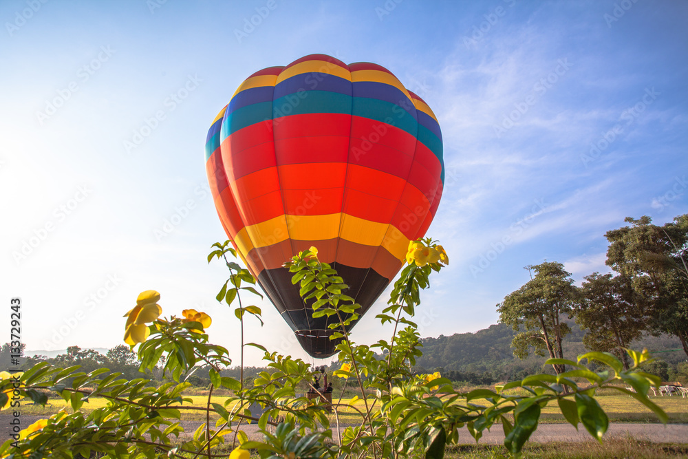 Fototapeta premium you can fly away in the sky with hot air balloon.Hot air balloons are something special in comparison to other forms of flight.As the balloon rises