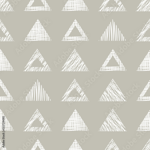Seamless vector geometrical pattern with triangle . Grey endless background with hand drawn textured geometric figures. Graphic illustration Template for wrapping, web backgrounds, wallpaper