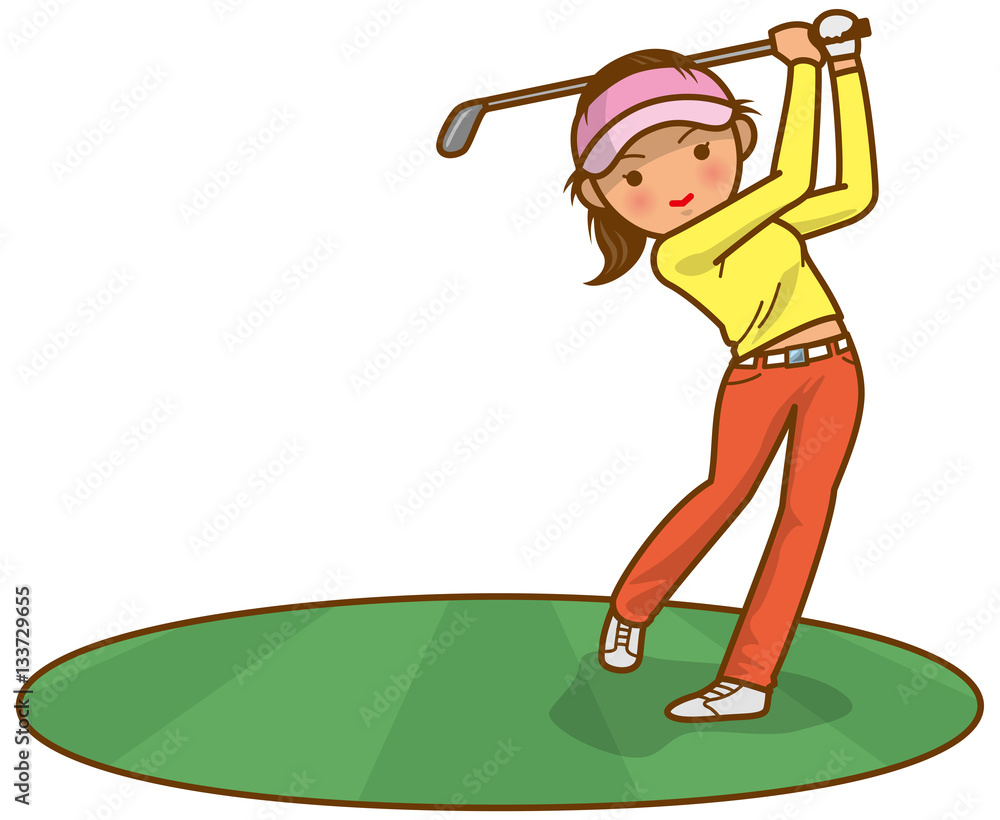 ゴルフショット 女性のイメージイラスト Stock Vector Adobe Stock