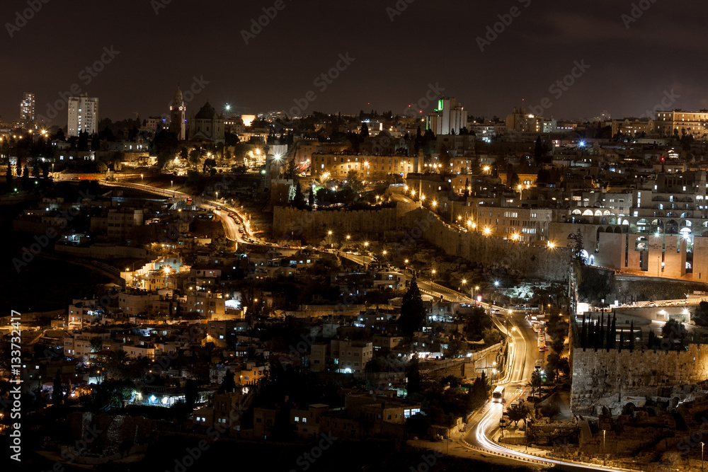 Old Jerusalem Lights at Night - Israel