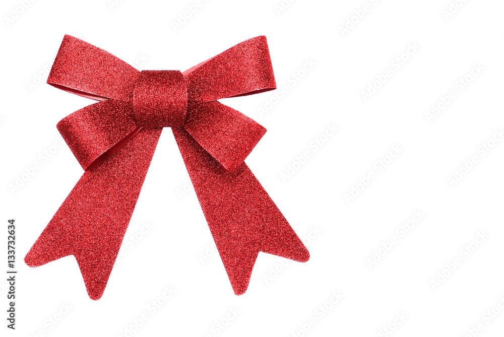 Bright red bow over white background Bright red bow over white background