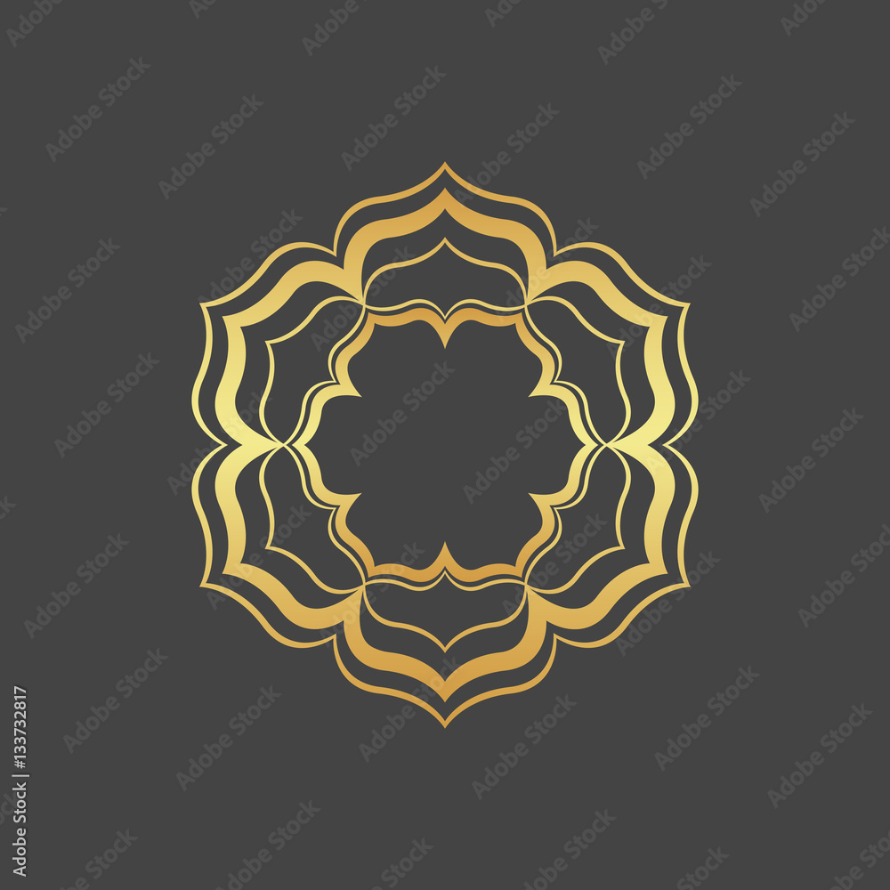 Abstract gold hexagonal frame. Abstract gold hexagonal frame.