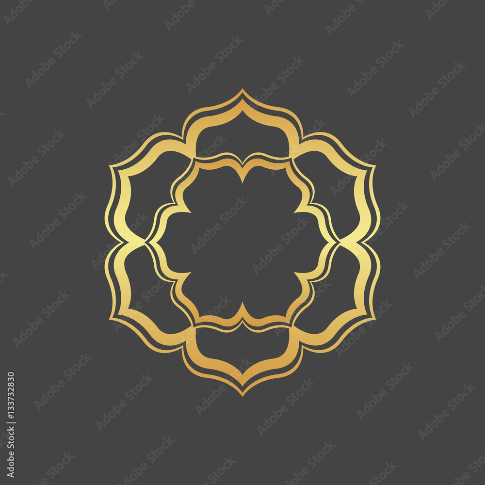 Abstract gold hexagonal frame. 