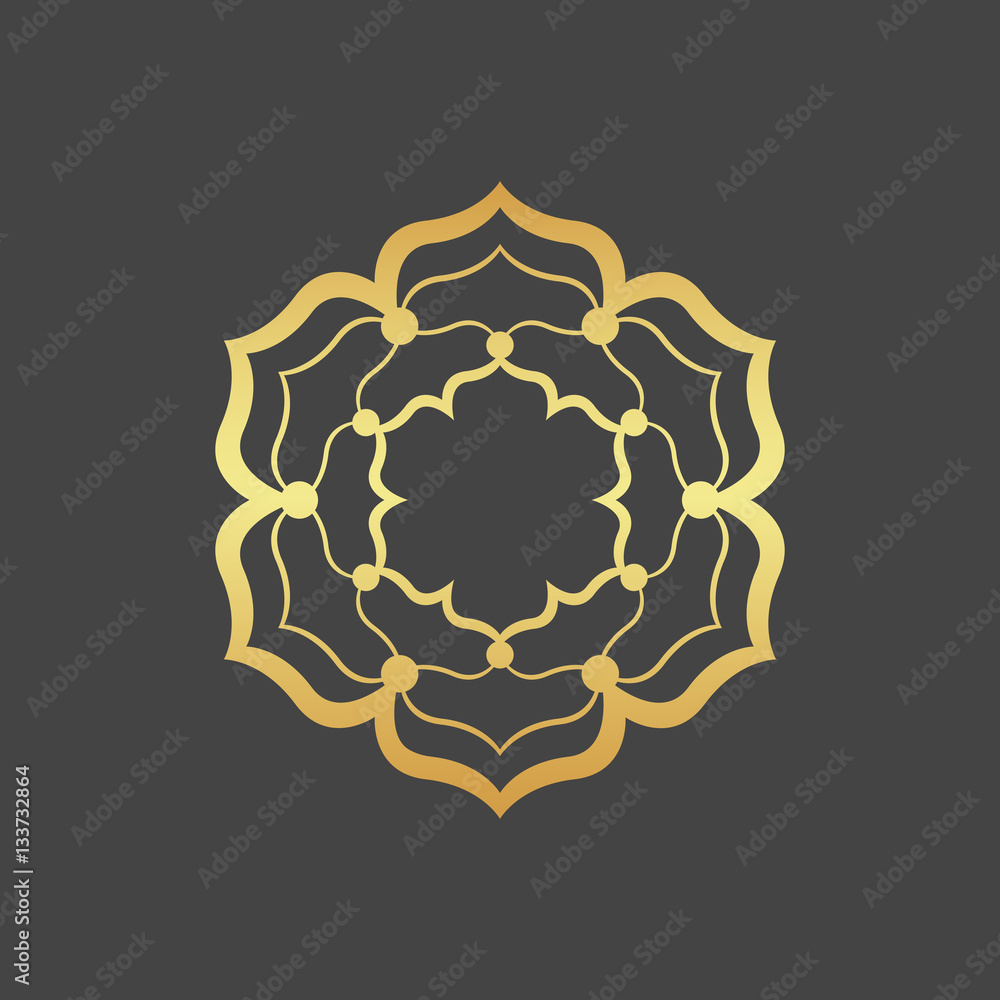 Abstract gold hexagonal frame. 