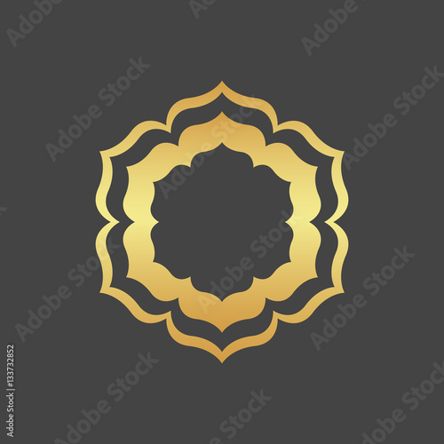 Abstract gold hexagonal frame. 