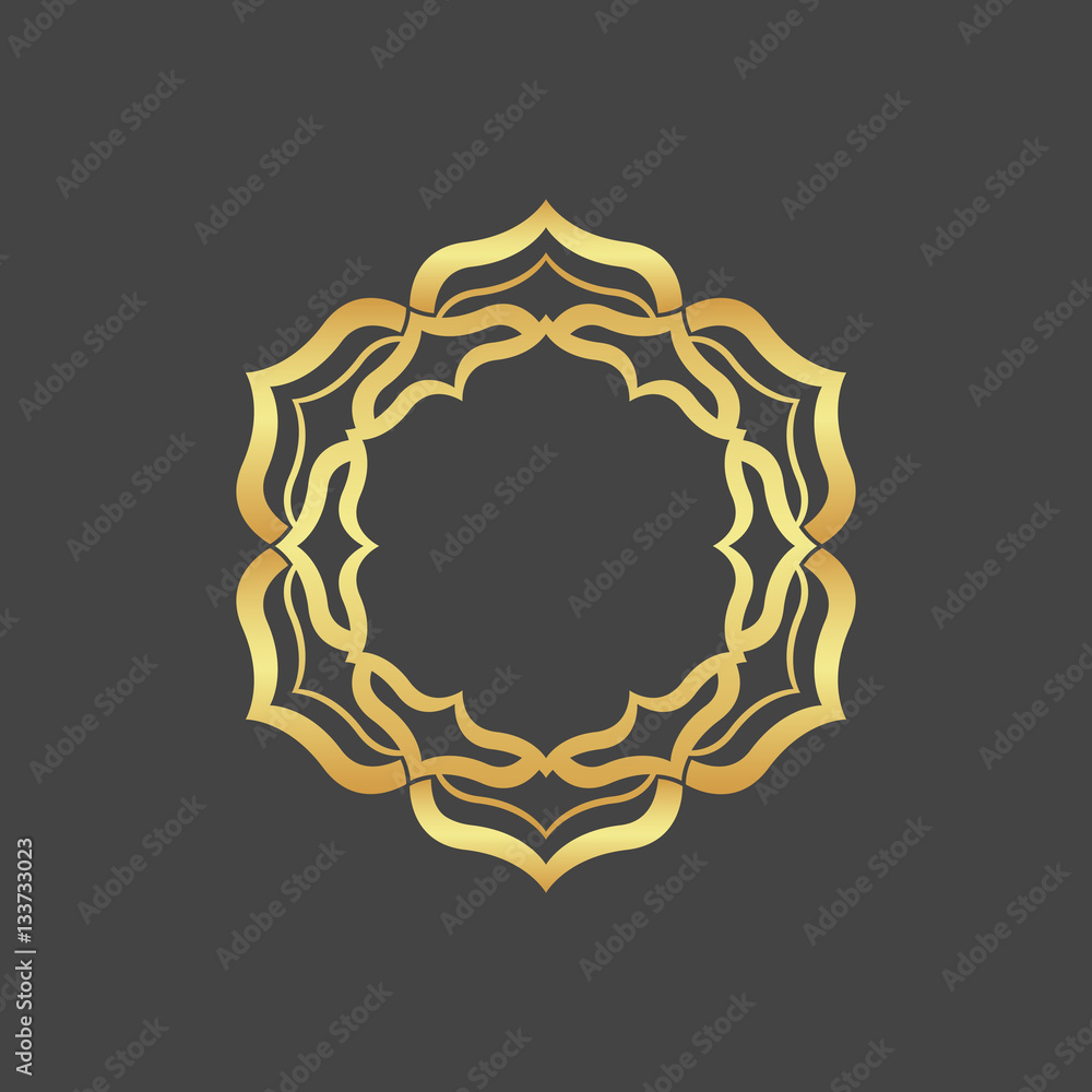 Abstract gold hexagonal frame. 