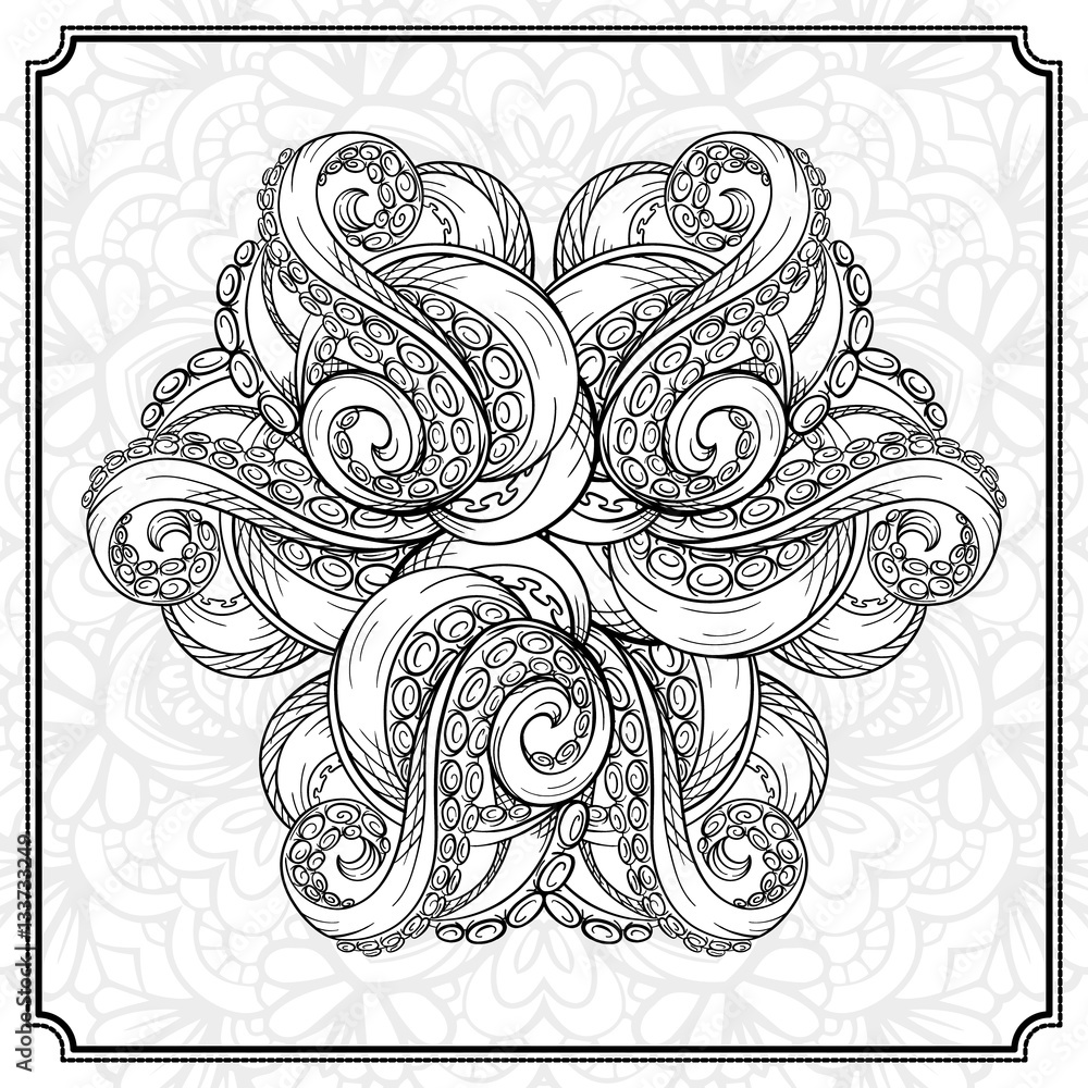 Vector round octopus tentacles pattern Vector round octopus tentacles pattern
