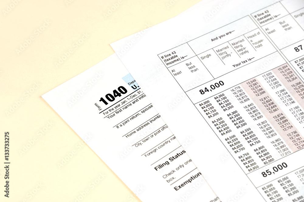 close up on 1040 tax form close up on 1040 tax form