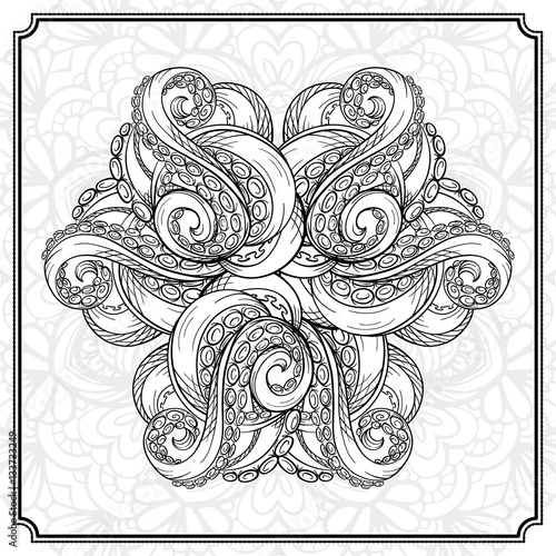 Vector round octopus tentacles pattern