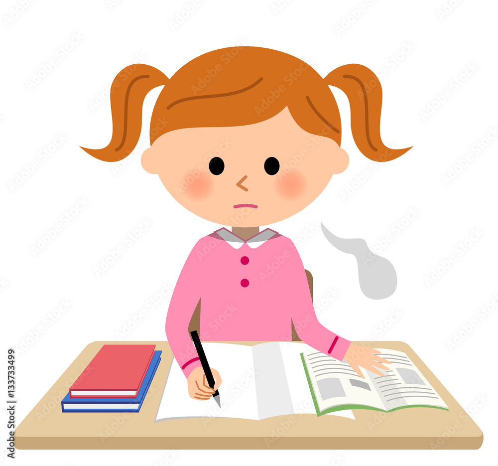 勉強する女の子 ため息 勉強する女の子 ため息