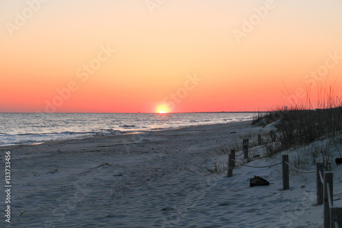 Sunset with beach and ocean