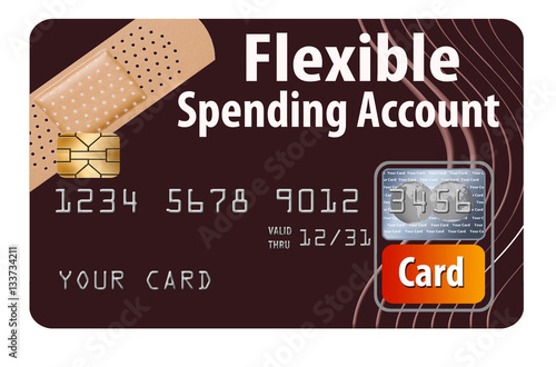 Flexible Spending Account debit card isolated on a white background. 
