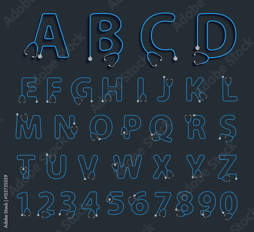 Alphabet letters in shape of stethoscope creative design idea 