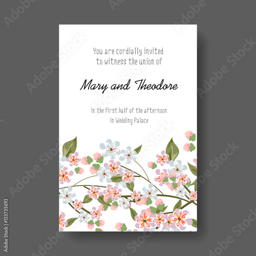 Canvastavla Elegant wedding invitation card with a picture of flowers