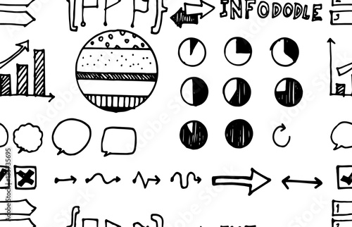 Seamless doodle web infographics background vector illustration