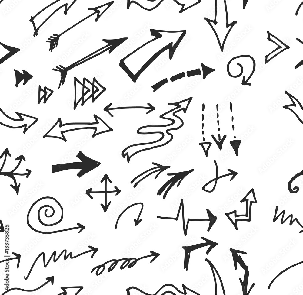 Vector hand drawn arrows set isolated on white Vector hand drawn arrows set isolated on white