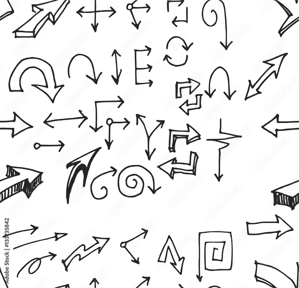 Vector hand drawn arrows set isolated on white Vector hand drawn arrows set isolated on white