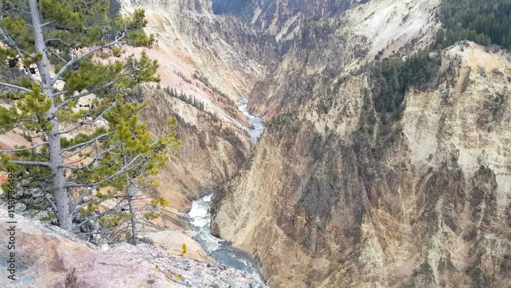 Focus on the grand canyon of yellowstone, in Yellowstone national park, in Wyoming, United states of America Focus on the grand canyon of yellowstone, in Yellowstone national park, in Wyoming, United states of America