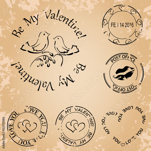 grunge stamps for valentine day - vector elements