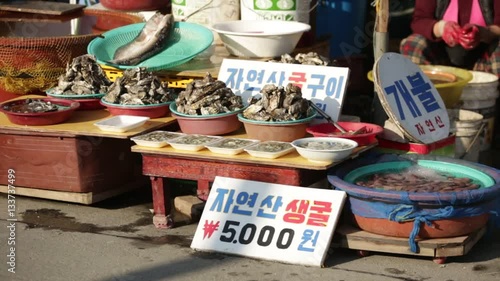 Street Seafood Market in Asia photo