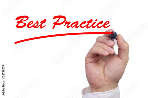 Картината върху платно Hand writing the words best practise and underlining it