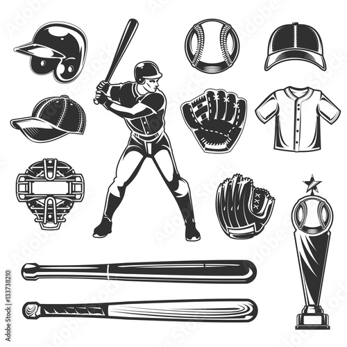Set of vector baseball icons