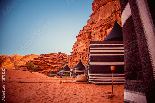 Camping along the rocks in Petra, Wadi Rum. Jordan photo