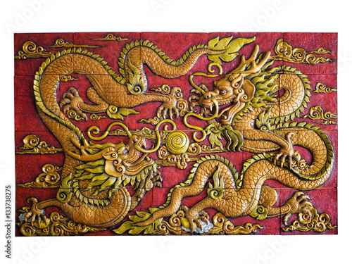 Wallpaper Mural Chinese dragon style sculpture isolate on white background Torontodigital.ca
