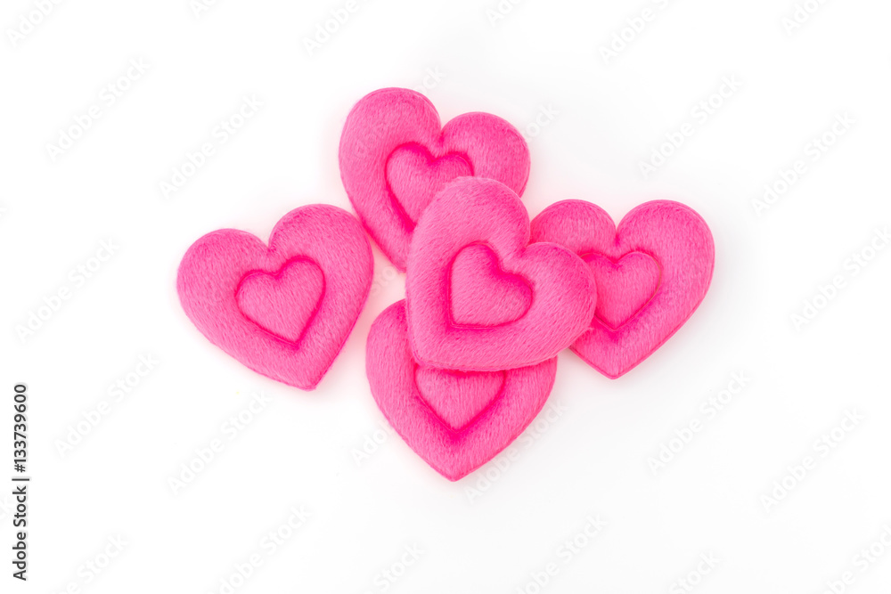 Pink Heart pillow on white background . Pink Heart pillow on white background .
