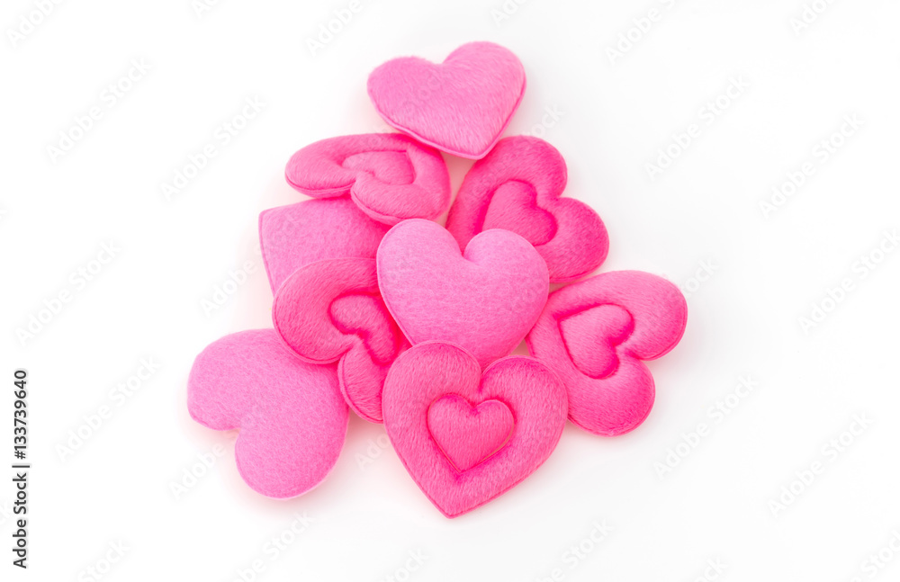 Fototapeta premium Pink Heart pillow on white background .