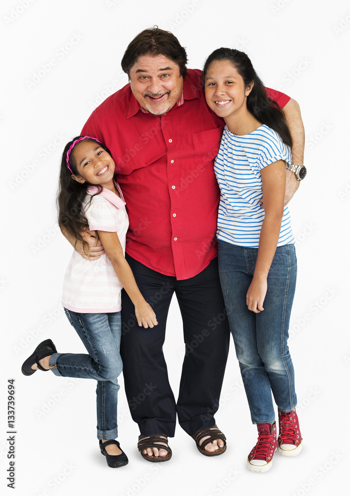 Fototapeta premium Asian Family Hugging Studio Concept