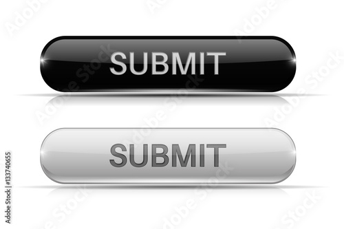 Submit button. Black and white oval glass 3d icons