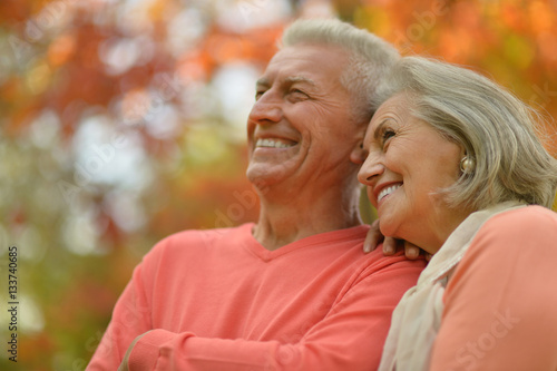 Senior couple in autumn park