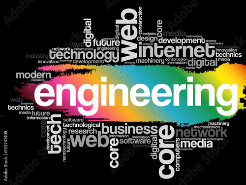 Engineering word cloud collage, business concept background
